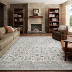 6x9 Washable Rug Vintage Fade Resistant Boho Distressed Non-Slip Indoor Large Carpet Low Pile Lightweight & High-Traffic Safe for Bedroom, Dorm, Playroom - Farmhouse Decor