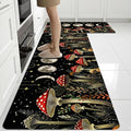 Mushrooms Rugs for Kitchen Floor,Moon Anti Fatigue Mats for Kitchen Floor Non Slip, 2PCS Rubber Kitchen Mat, Washable Cushioned Runner Carpet Rug for Sink Laundry 15.7"×27.5" +15.7"×47" 3.5mm Black