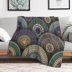 Indian Bohemian Throw Blanket Mandala Design Colorful Boho Floral Pattern Paisley Blanket for Sofa Bed Couch Chair Or Dorm 50"x60"