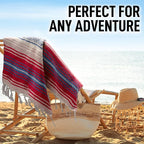 Hydration Nation Authentic Mexican Serape Blanket - Soft & Durable - Lightweight Falsa - Coral, 70"x50"