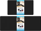StepRite Kitchen Mats, 2PCS Kitchen Rugs, Cushioned Anti Fatigue Kitchen Mats for Floor, Non-Slip Standing Desk Mat, Waterproof Kitchen Rug Set for Kitchen, Floor, Office, 17.3"x30"+17.3"x47", Black
