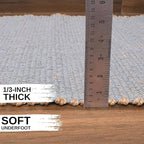 Light Gray 2X4 Handwoven Jute Cotton Mat – Reversible Natural Fiber Rug for Entryway, Bathroom, or Kitchen