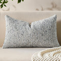 Decorative Lumbar Pillow Cover 12x20 Blue Striped Soft Wool Lumbar Throw Pillow Neutral Textured Boho Cushion Covers for Modern Farmhouse Sofa Bedroom Living Room Decor SY011-C12