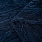YUSOKI Sherpa Large Throw Blanket Single Layer,Light Weight(1.7lb),370GMS-3D Stylish Design for Gift Home Decor (Navy,50"x65")