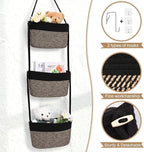Hanging Basket, 3-Tier Wall Baskets, Over the Door Organizer with 4 Hooks, Hanging Baskets for Organizing, Woven Storage Basket Behind the Door for Nursery, Bedroom, Living Room, Kitchen