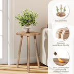 Uneedem Plant Stand Indoor - 3-Pack Taller Single Wood Plant Stand for 6-12 Inch Pots, Mid-Century Modern Plants Stool for Large Plants, Small Round Wooden Planter Table for Living Room, Balcony