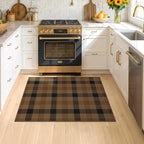 Washable Easy Jute Dark Brown Rug Indoor Outdoor - 3 x 4 Neutral Checkered Area Rug for Kitchen Floor, Entryway, Door Mat Outdoor Entrance Non Slip, Patio, Tan Buffalo Plaid Accent Décor