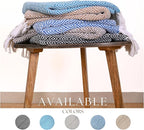 RAJRANG Throw Blanket Cotton with Tassel - 50x60 Inches Soft 100% Cotton Boho Decorative Farmhouse Throw for Bed Sofa Chairs and Couch Caribbean Sea Blue