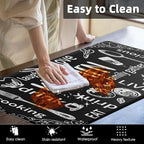 Arttown Black Anti-Fatigue Kitchen Rug Set of 2 Cooking Knife and Fork Cushioned Floor Standing Mat Waterproof Non-Slip Mat and PVC Ergonomic Comfort Foam Rug