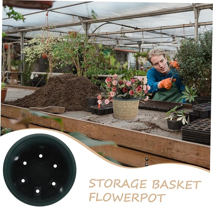 balacoo Straw Decorative Flower Pot Basket Plant Pot Storage for Boho Home Decor