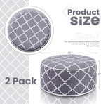 Juexica 2 Pack Outdoor/Indoor Inflatable Ottoman, All Weather Round Pouf with Handle D21 x H9, Water Repellent Portable Footstool Pouf for Patio Garden Camping or Home