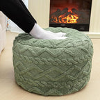 Round Pouf Ottoman Stuffed 20x12 Inches Floor Pouf Chair for Living Room Bedroom Modern Foam Pouf Ottoman Foot Rest for Couch Home Decor Pouffe Sage Green