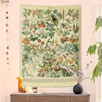 Vintage Flowers Tapestry 48”x36”, Long Vertical Wall Hanging Reference Illustrative Botanical Tapestries for Bedroom Aesthetic Floral Tapistry Botanical Plants Tapestry Wall Hanging Cute Bedroom Decor