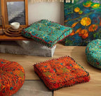 Meditation Floor Pillow, Large Pillows Seating, Bohemian Cushion for Fireplace Yoga Living Room Sitting(Size:42x42x6cm,Color:Moroccan Square mat - Blue)