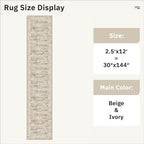 Runner Rug 2'6" x 12' Washable Non-Slip Runner Rugs for Kitchen Bathroom Laundry Room Vintage Ultra Thin Runners for Hallway Entryway Brown
