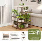 Bamworld Plant Stand Indoor Outdoor Corner Shelf Plant Holder 4-Pot Flower Stand Wood Plant Rack Indoor Multiple Plants Patio Balcony Garden Livingroom