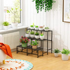 Garden 4 you 3 Tier Split Type Large Metal Plant Stand Stackable, Garden Display Shelf Flower Pot Holder Storage Organizer Rack for Indoor Home Outdoor Patio Balcony Yard( Black,Rectangle)