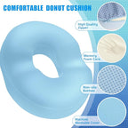 BlissTrends Donut Pillow Seat Cushion, Chair Cushions for Postpartum Pregnancy & Hemorrhoids, Tailbone Pain Relief Cushion, Memory Foam Lifting Cushions for Office&Home Chairs (Light Blue, XX-Large)