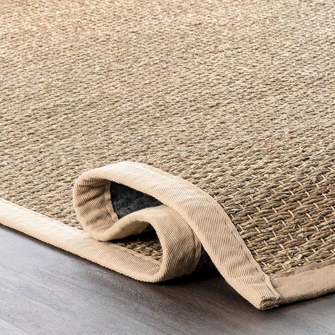 Nuloom Elijah Beige/Natural, 5' x 8' Oval, Basketweave, Seagrass, Soft and Textured, High Traffic, Stain Resistant, Easy Clean, Durable Area Rug for Bedroom, Living Room, Dining, Den, Foyer, Entryway