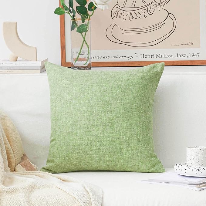 Home Brilliant 20x20 Spring Pillow Cover Decoration Solid Sage Green Throw Pillow Cover for Bench Decor, 50cm, Grass Green
