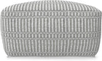 SIMPLIHOME Safford Square Pouf - 20 inch Wide Upholstered PET Polyester Ottoman in Grey and White, Boho Indoor/Outdoor Footstool or Extra Seating for Living Room or Bedroom, Assembled