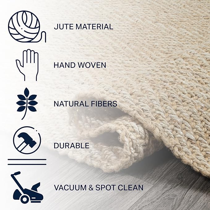 JONATHAN Y Espina Hand Woven Herringbone Chunky Jute Ivory Indoor Area Rug, 3x5, Bohemian, Cottage, Easy-Cleaning for Living Room, Bedroom, Kitchen, Pet Friendly, Non-Shedding (NFR101B-3)