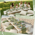 91 x 71 Extra Large Outdoor Boho Picnic Blanket with Sage Green Table Runner, 6 Throw Pillow Covers 6 Napkins Woven Cotton Yarn Oversize Beach Blanket Washable Picnic Camp Wedding