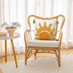 Adabana Boho Decorative Throw Pillow Covers 18x18 Tufted Yellow Sun Sunshine Pillow Cover for Bedroom Living Room Bed Sofa