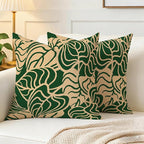 Tropical Green Plant Throw Pillow Covers 18x18 Inch Set of 2 Summer Sage Green Palm Leaves Decorative Pillow Cases Farmhouse Cushion Covers for Couch Sofa Bed Living Room Spring Home Decor