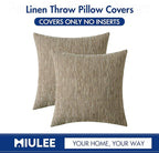 MIULEE Pack of 2 Decorative Burlap Linen Euro Throw Pillow Covers for Sofa Couch Bed 24x24 Inch Modern Farmhouse Pillowcases Rustic Woven Textured Cushion Cover Light Brown