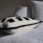 Tufted Decorative Boho Black and White Throw Pillow Cover, 18x18 inches, Soft and Luxurious Chenille Fabric, Elegant Design, Cushion Covers for Couch, Bedroom, Living Room, Home Decor