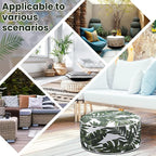 Outdoor Inflatable Ottoman Waterproof Pouf Ottoman with Handle D21 x H9, Water Repellent Portable Footstool for Patio Garden Camping or Home(Leaf)