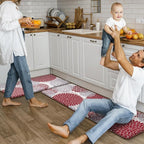 Anti Fatigue Kitchen Mats for Floor 2PCS,17"x47"+17"x29" Farmhouse Dahlia Kitchen Rugs Non Slip Rubber Backing,Waterproof Cushioned Standing Mat for Office,Laundry,Sink,Desk,Red