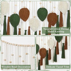 Betylifoy Large Macrame Wall Hanging Boho Woven Leaf Tapestry Fall Decor Khaki Green Leaf Feather Wall Decor Handmade Cotton Wall Art Home Decor for Bedroom Living Room Nursery Apartment, 51.2"W X 31.5"L