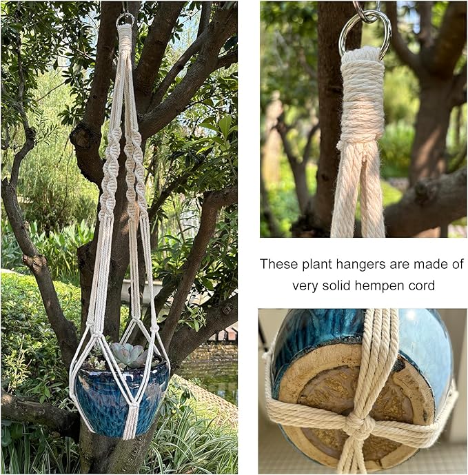 DANELYNN Plant Hanger, Hanging Planter Basket with Wood Beads, Decorative Boho Flower Pot Holder for Indoor Outdoor Plants(Pots Not Included)﻿ (2)