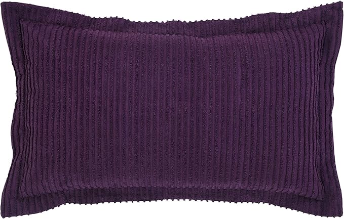 Better Trends Jullian Collection is Super Soft and Light Weight in Bold Stripes Design 100% Cotton Tufted Unique Luxurious Machine Washable Tumble Dry, King Sham, Plum