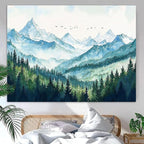 Accnicc Nature Forest Mountain Tapestry Green Misty Pine Tree Wall Tapestry for Bedroom Aesthetic Watercolor Woods Landscape Small Tapestries Wall Hanging for Living Room Dorm Decor 48 x 36 Inch