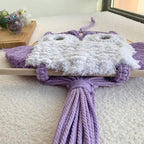 Macrame Owl Wall Hanging Boho Hippy Decor, Handmade Tapestry Fiber Art Wall Decor for Nursery Bedroom Living Room, Sustainable Gift for Owl Lovers & Nature Fans