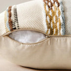 ANRODUO Pack of 1 Boho Decorative Throw Pillow Covers 18x18 Farmhouse Cushion Case Striped Chenille Pillow Cases Square Pillow Covers Accent Neutral Pillowcase for Sofa Couch Bed, Blue-Earth Tones