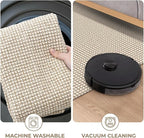 KOZYFLY Runners for Hallways 2x5 ft Washable Kitchen Runner Non Slip Rubber Backed Hall Runners Cotton Entryway Runner Rugs Floor Carpet for Indoor Backdoor Bedroom Kitchen, Ivory/Khaki