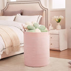 80L Extra Large Pink Hamper Laundry Basket for Baby Girls Tall Nursery Hamper for Kids Woven Rope Clothes Basket for Little Girls Room Bedroom Light Pink Kawaii 16"D x 22"H