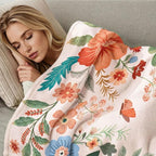 Lahome Floral Fleece Blanket for Women Girls Dorm Boho Decor, Small Throw Blanket for Couch Bed Chair Cover, Decorative Fleece Blanket Throws Mom Gift Spring Home Decor,Border Flower Pink 50x60
