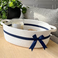 CHICVITA White Small Basket for Gifts, Baby Cute Basket for Nursery Toys, Diapers, Woven Baskets for Storage, Decorative Baskets for Shelves, 13 x 9.8 x 5 inches