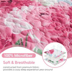 JSD Rose Floral Quilt Set Twin Size, 2 Piece Printed Bedspreads Coverlet with Pillow Sham, Soft Microfiber Quilted Blanket