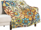 Boho Floral Throw Blanket Vintage Colorful Flowers Bohemian Print Mandala Blanket for Sofa Bed Couch Chair Or Dorm 60"x80"