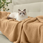 Knitted Throw Blanket 60"X80", Tan Brown Knit Throws for Bed, Super Soft Boho Chevron Blankets for Couch Sofa Chair Room Decor, Textured Decorative Farmhouse Cozy Lightweight