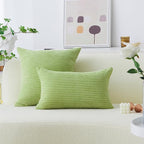 Home Brilliant 26x26 Spring Pillow Covers Set of 2 Euro Pillow Shams Large Cushion Covers Supersoft Solid Corduroy Toss Pillow Cases for St Patricks Day Couch Bedroom, 26x26 Inches, Apple Green