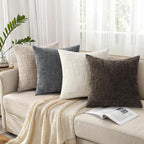 decorUhome Dark Brown Chenille Euro Sham Throw Pillow Covers 24x24 Set of 2 Textured Soft Cozy Slubby Couch Pillow Covers Modern Farmhouse Boho Decorative Pillow Cases for Bed Sofa Living Room