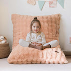 MAXYOYO 3 in 1 Kids Bean Bag Chair Bed, Child Floor Sofa for Gaming, Reading, Convertible Bean Bag Floor Cushion with Machine Washable Cover for Living Room Bedroom, Pink