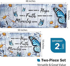 Likiyol Butterfly Floral Kitchen Rugs 2 Piece Farmhouse Kitchen Mats Cushioned Anti Fatigue, Non Slip Washable Kitchen Mats for Floor White Daisy Comfort Mat for Home Sink, 18'' x 30'' + 18'' x 48''
